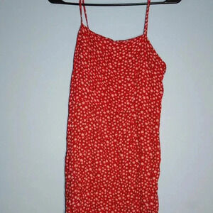 Aeropostale Red Floral Print Spaghetti Strap Dress